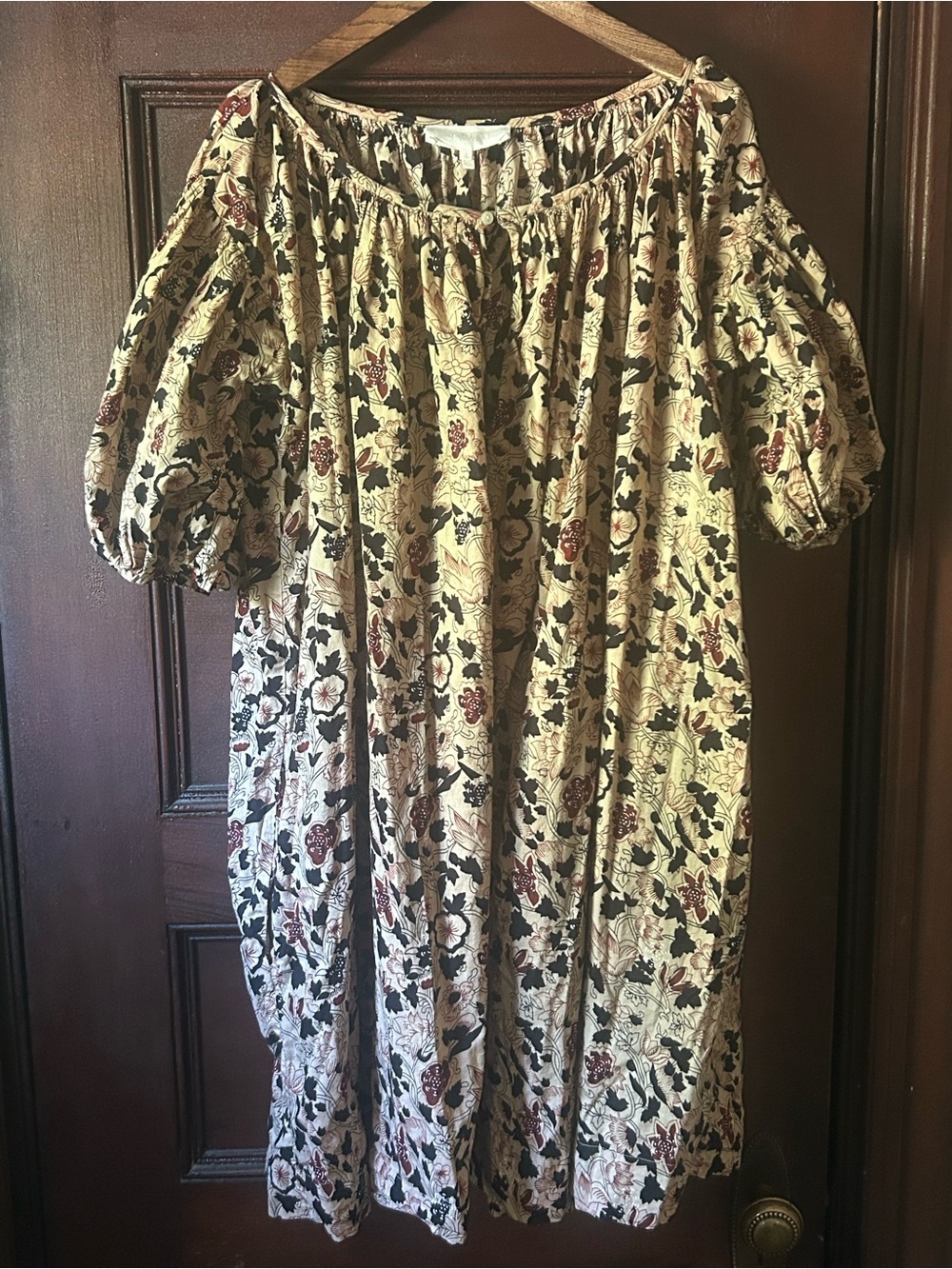 The Great. The Sleep Dress Floral Puff Sleeve Cotton Midi Cottagecore Medium - Picture 2 of 8